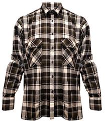 Overhemd flanel ruit zwart/olive -7-XL