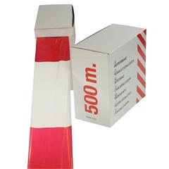 Afzetlint rood/wit  8cm-500mtr