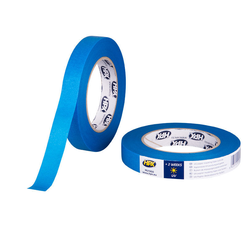 afplakband Masking tape UV blauw 50m 19mm
